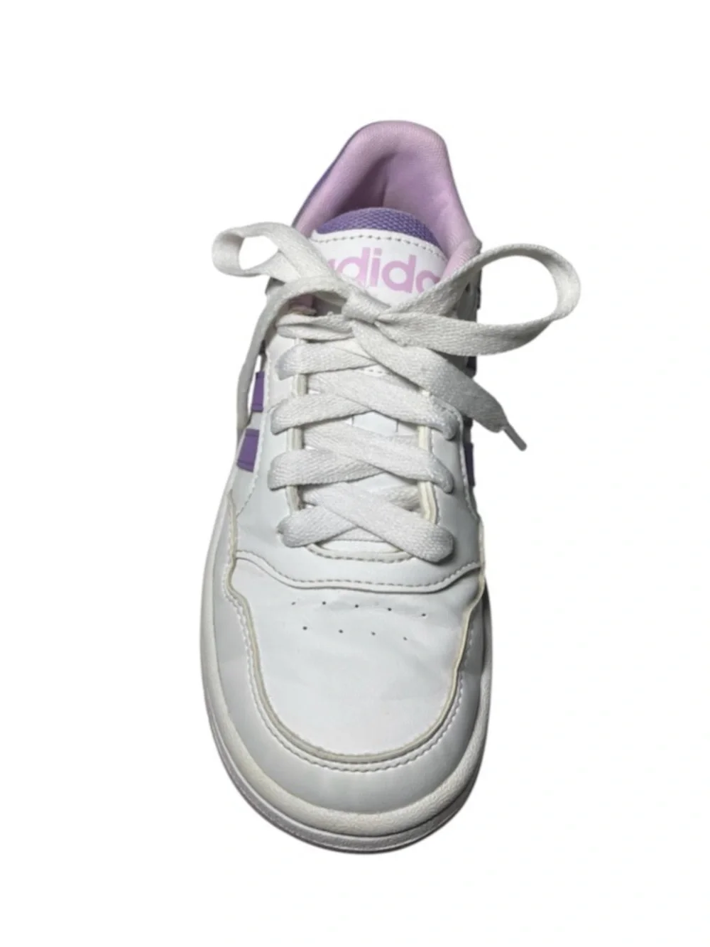 adidas White Sneakers with Lavender Accents - Kids
